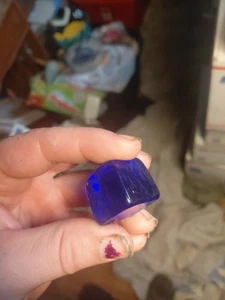  "Cubo de vidrio artístico de 1"" azul, azul claro decorativo estilo Murano" - Imagen 1 de 3