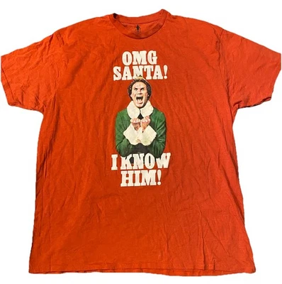 Camiseta OMG Santa I Know Him Elf Navidad Roja Manga Corta Mezcla Algodón XXL Foto 1 de 4