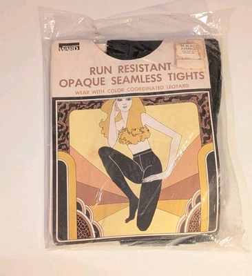 Medias opacas negras vintage M/L Montgomery Ward nuevas en paquete pantimedias retro años 70 Foto 1 de 4