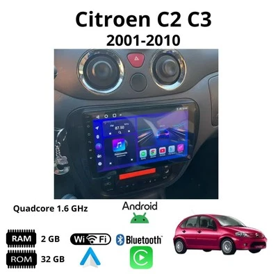 Radio Carplay Per Citroen C2 C3 2001-2010 Android Bluetooth Navi RDS 32 GB  - Imagen 1 de 4