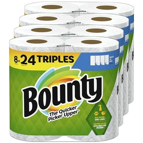 Toallas de papel Bounty Select-A-Size, blancas, 8 rollos triples = 24 rollos regulares Foto 1 de 1