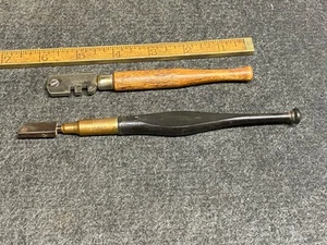 Vintage Wooden Handle Glass Cutters Patented Shaw And Oak Leaf Brand USA - Picture 1 of 8