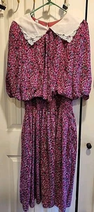 Vestido Alison Peters Mujer 12 Med Coral Floral Cinturón Ligero Cuello Encaje - Imagen 1 de 9