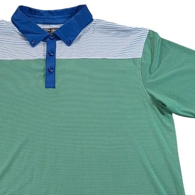 Camisa polo de golf Callaway Opti-Dri verde azul a rayas manga corta para hombre XL Foto 1 de 4