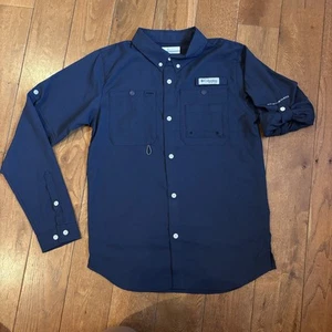 Camisa de pesca juvenil Columbia PFG omni-sombra con botones azul marino L (14/16) - Imagen 1 de 12