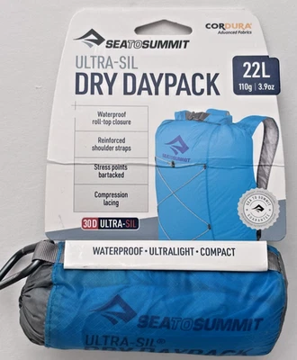Sea To Summit Ultra-Sil Dry Bag Travel Pocket Backpack Daypack 22L Blue - NEW! - Image 1 of 4