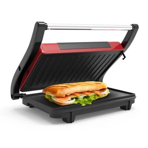 Gourmet (rot) Panini Presse - Sandwichmaker mit Antihaftplatten - Indoor Cou... - Bild 1 von 8