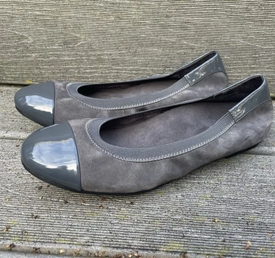 VIONIC Spark Tiegan  Suede Leather Cap Toe BALLET FLATS SHOES Gray sz 8 New! - Image 1 of 4