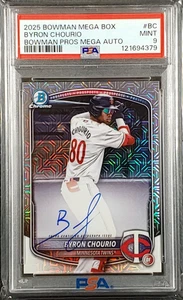 Byron Chourio 2025 Bowman Chrome Mega Refractor Auto PSA 9 #BMA-BC Twins - Picture 1 of 1