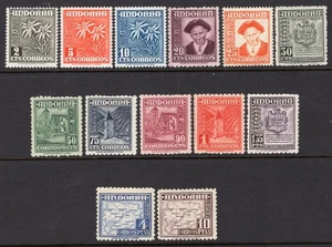 Spanish Andorra 1948-53 Set of 13 to 10p MNH #37-49 - Picture 1 of 1