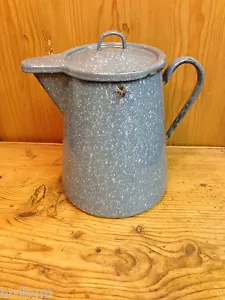 Grey Spatter Enamelware Lg Coffeepot Boiler ~ Vintage ~ EN23 - Picture 1 of 11