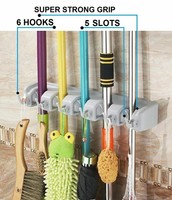 Mop and Broom Holder Bath Wall Mount Broom Organizer Cleaning Hooks Hanger  US