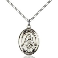 Sterling Silver St. Rita of Cascia Pendant 3/4 x 1/2 inches with Sterling Silver