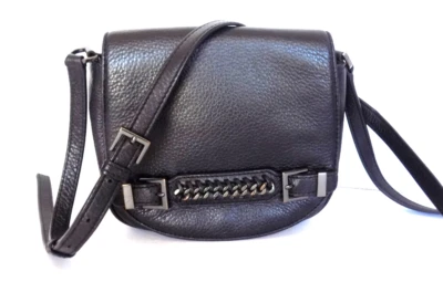 Bandolera de cuero negro años 90 Diane von Furstenberg IGGY mini bolso de sillín hebilla Foto 1 de 4