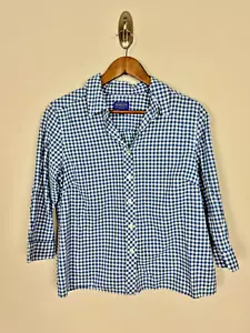 Blusa Pendleton azul blanco a cuadros, talla LP - Imagen 1 de 3