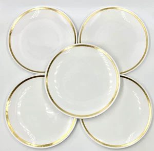 SET OF 5 ROYAL TUSCAN SOVEREIGN GOLD & WHITE 6.5" BREAD PLATES, EXCELLENT COND - Picture 1 of 9