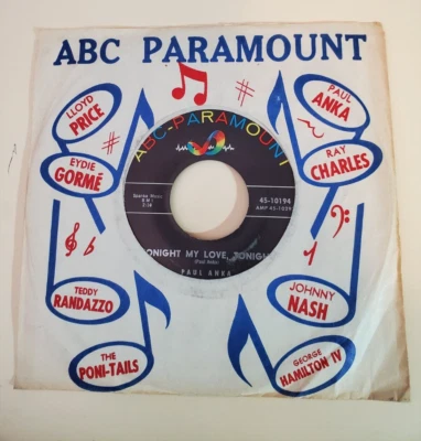 Paul Anka TONIGHT MY LOVE TONIGHT (ROCK N ROLL 45) #10194 PLAYS VG+ TO VG++ - Image 1 of 4