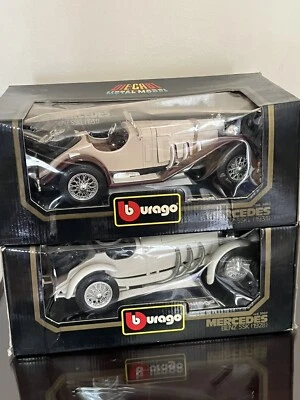 Mercedes Benz SSK Burago 1928 1931 escala 1:18 blanco y negro hecho en Italia nuevo en caja Foto 1 de 4