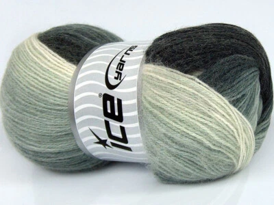 Lote de 4 hilos Angora Batik lana 4x100g/550m gris tonos crudos Foto 1 de 4