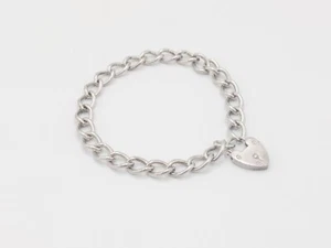 1960s Vintage 925 Sterling Silver Oval Link Albert Chain Bracelet 7 inch 14.9g - Picture 1 of 9
