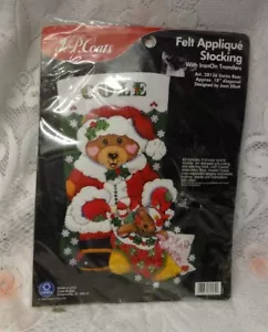 Abrigos J.P. Aplique Medias de Fieltro con Hierro en Transferencias Querido Papá Noel Bear Kit - Imagen 1 de 7