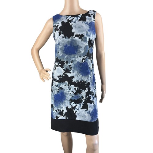 VETEMENTS Abito tubino AB Studio donna blu nero senza maniche scollo barca lunghezza ginocchio taglia 6