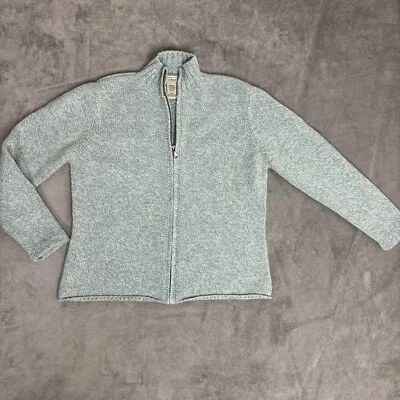 Vintage LL Bean Sweater Womens Large Lt Green Lambswool Full Zip Angora Grandma - Imagem 1 de 4