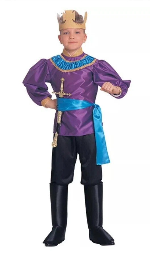 Disfraz de Rey Halloween para Niños Conjunto Completo con Corona Talla Grande 8-10 Renacimiento Foto 1 de 4