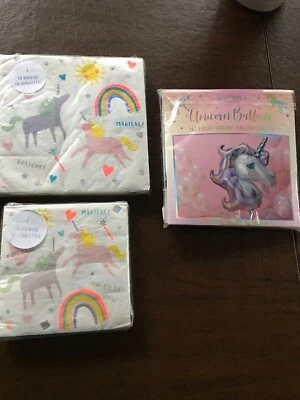 Meri Meri Unicorn Party Supplies Bundle, Large & Small Napkins & Unicorn Bal - Image 1 of 4