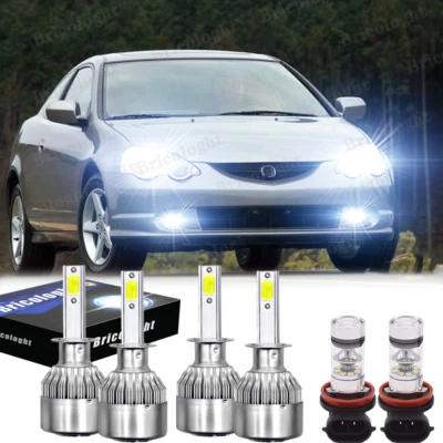 For Acura RSX 2004 2003 2002 LED Headlight High/Low +Fog Light Bulbs Combo 6000K - Image 1 of 4