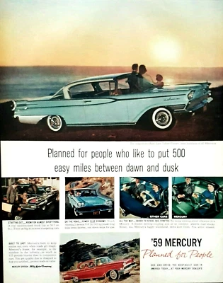 Mercury Park Lane anúncio de carro original vintage 1959 anúncio cruzador azul - Imagem 1 de 2