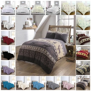 Juego de cama con funda nórdica edredón 100 % algodón cepillado de franela doble king individual - Imagen 1 de 113