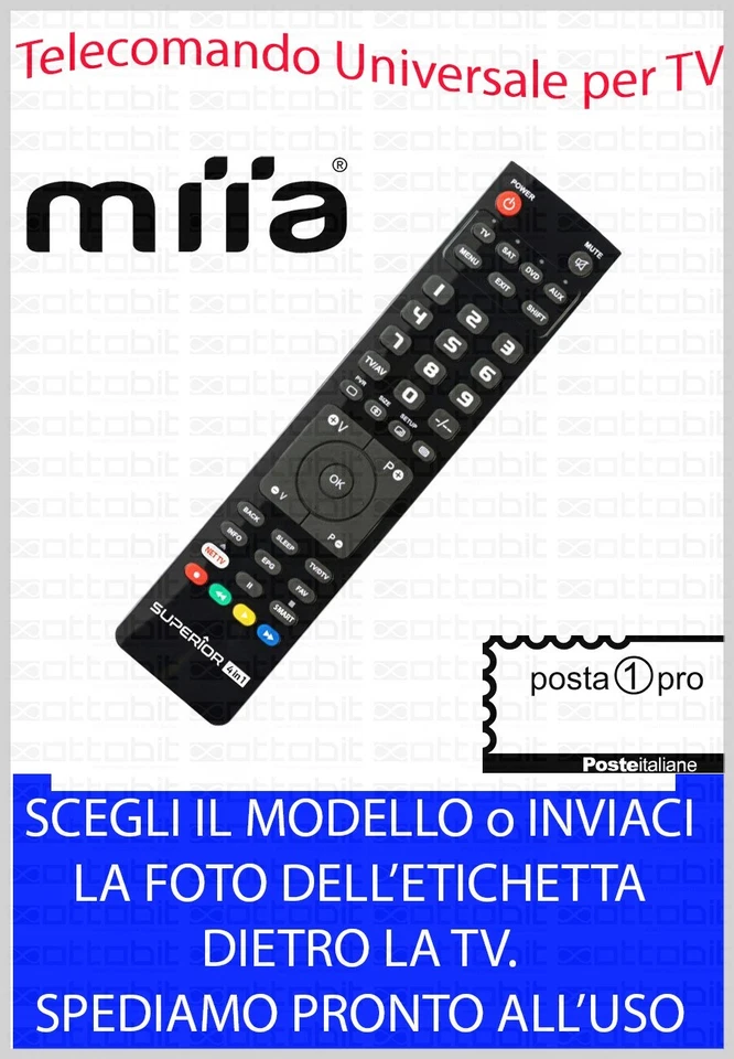 TELECOMANDO UNIVERSALE per TV TELEVISIONE MIIA SCEGLI MODELLO DALLA LISTA - Immagine 1 di 1