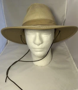 Henschel HH Safari Hat Mesh Design Brown Size Large Included Chin Strap - Picture 1 of 7