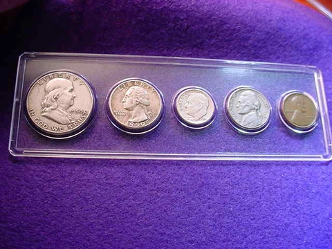 1950 PHILADELPHIA 5 COIN MINT SET 90% SILVER KEY DATE COINS NICKEL!!    #24 Cover