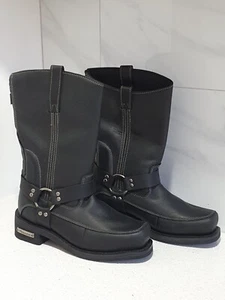MENS GENUINE MILWAUKEE DELUXE HARNESS MB4321 LEATHER BIKER BOOTS SZ AU 9D US 1OD - Picture 1 of 16