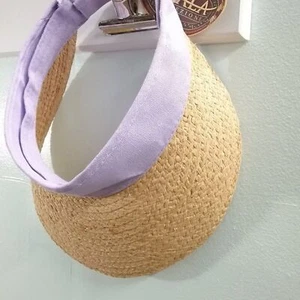 Visiera Scala Biologica Rafia Paglia Lavanda Fascia Viola Nuova con etichette - Foto 1 di 5