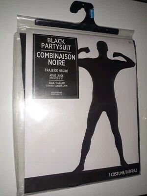 Black Party Suit Body Suit Halloween Adult Costume Men's Large Up to 5'10" NEW - Image 1 of 3