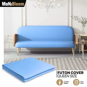 Slipcover blu chiaro taglia queen senza braccia copertura futon elasticizzata divano protettore - Foto 1 di 10
