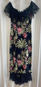 Prinzessin Kaiulani schwarz/rot Hibiskus Blumenmuster MuuMuu Maxikleid ~ 2 ~ kleiner Zug ~ EUC - Bild 1 von 12