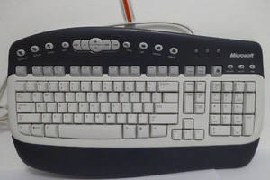 Vintage Microsoft MultiMedia PS/2 Keyboard 1.0a KB-0168 X08-77466 Wrist Rest - Picture 1 of 4