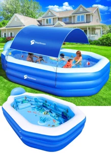 Inflatable Pool with Canopy,2024 Large Inflatable Swimming Pool for Kids,Adult, - Picture 1 of 7