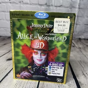Alice in Wonderland (3D/Blu-ray/DVD, 4-Disc, Digital Copy) w/Slipcover *NEW* - Picture 1 of 4