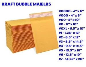 50/100/200/500 Kraft Bubble Mailers Padded Envelope Shipping Bags Seal Any Size - Picture 1 of 5