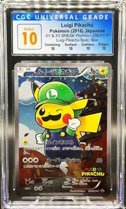 CGC 10 - PERFECT Luigi Pikachu 296/XY-P Japanese Promo *POP 2* - Pokemon - Picture 1 of 5