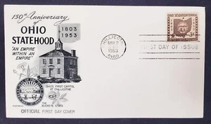 1953 Ohio Sesquicentennial First Day Cover FDC 150th Anniversary Chillicothe OH - Picture 1 of 9