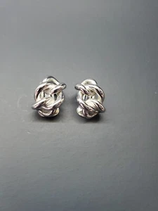 Vintage Christian Dior 1969 Germany Link Silberfarben Metall Ohrclips - Bild 1 von 18