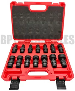 14pc SAE 1/2" DR. Shallow Impact Flexible Wobble Joint Swivel Socket Set CR-MO - Picture 1 of 5
