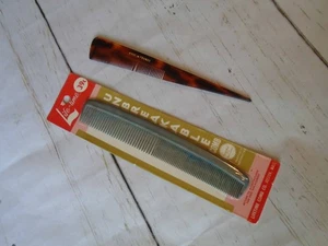 TWO Plastic Vintage Hair COMBS Grey Unbreakable & Amber France - Picture 1 of 4