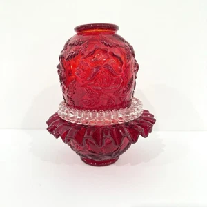Vintage Fenton L.G. Wright Red Roses Fairy Lamp Complete With All 4 Pieces - Picture 1 of 11
